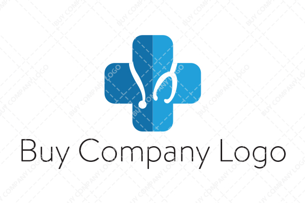 Abstract of a Medical Cross with a Stethoscope Logo